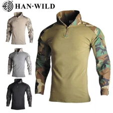 Mens Tactical Long Sleeve Shirt Combat Military T-Shirt Army Outdoor Work Shirts