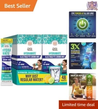 Hydramate Electrolyte Powder Drink Mix - Natural Lemon Lime Flavor - 48 Count