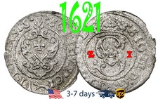 Poland Lithuania SOLIDUS Solid Schilling 1621 Riga Sigismund III Silver #19315