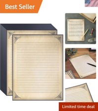 Elegant 48 Sheets Vintage Lined Letter Writing Paper with Rustic Border - 8.5x11