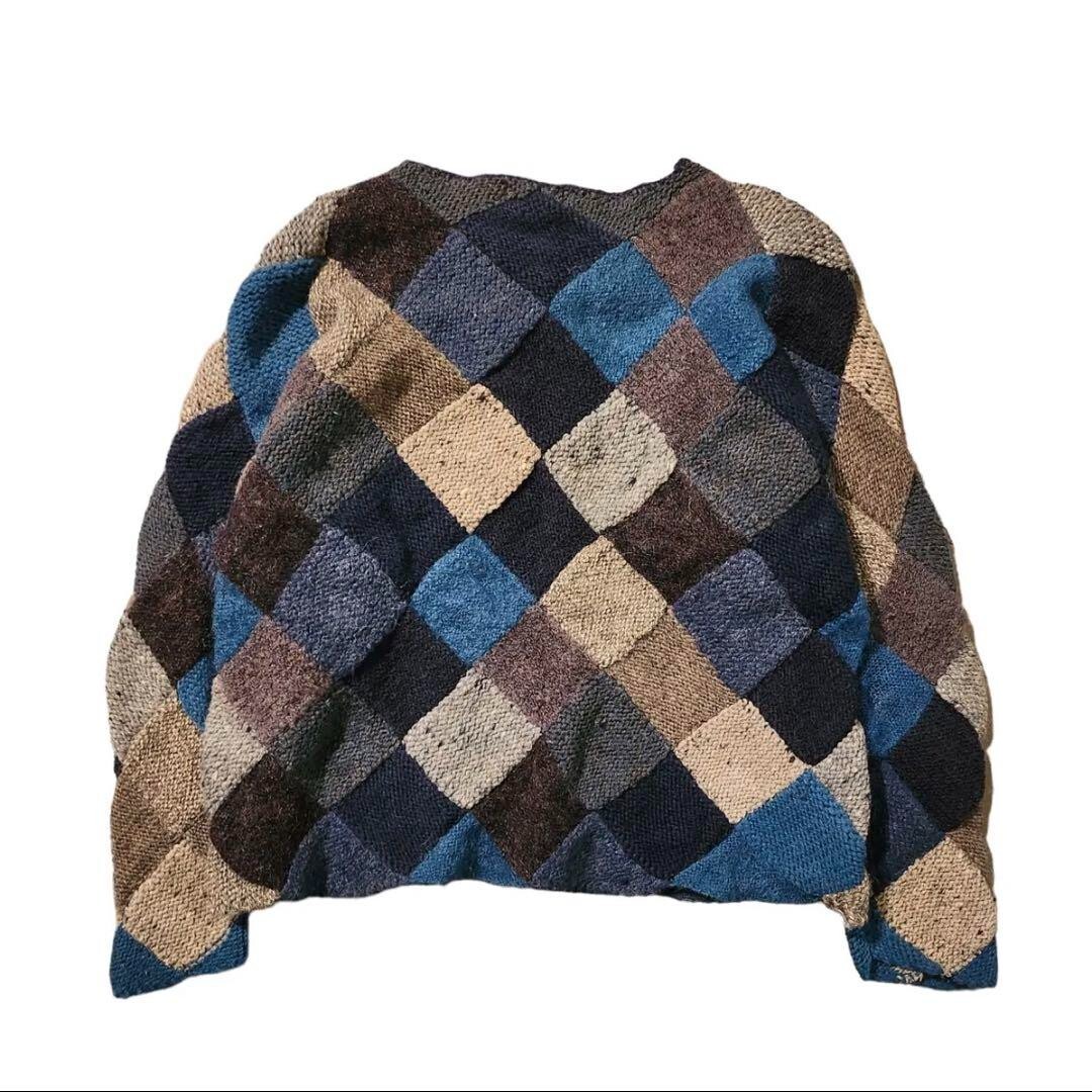 トップス 70s Issey miyake patchwork 3D knit Issey Miyake 80s Vintage Patchwork Knit Archive Multicolor