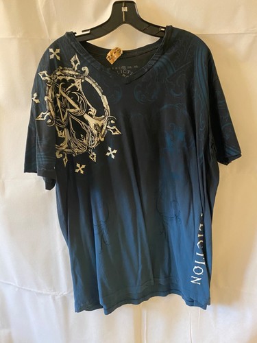 Affliction Men Original short sleeve shirt XL Blue - Picture 2 of 5