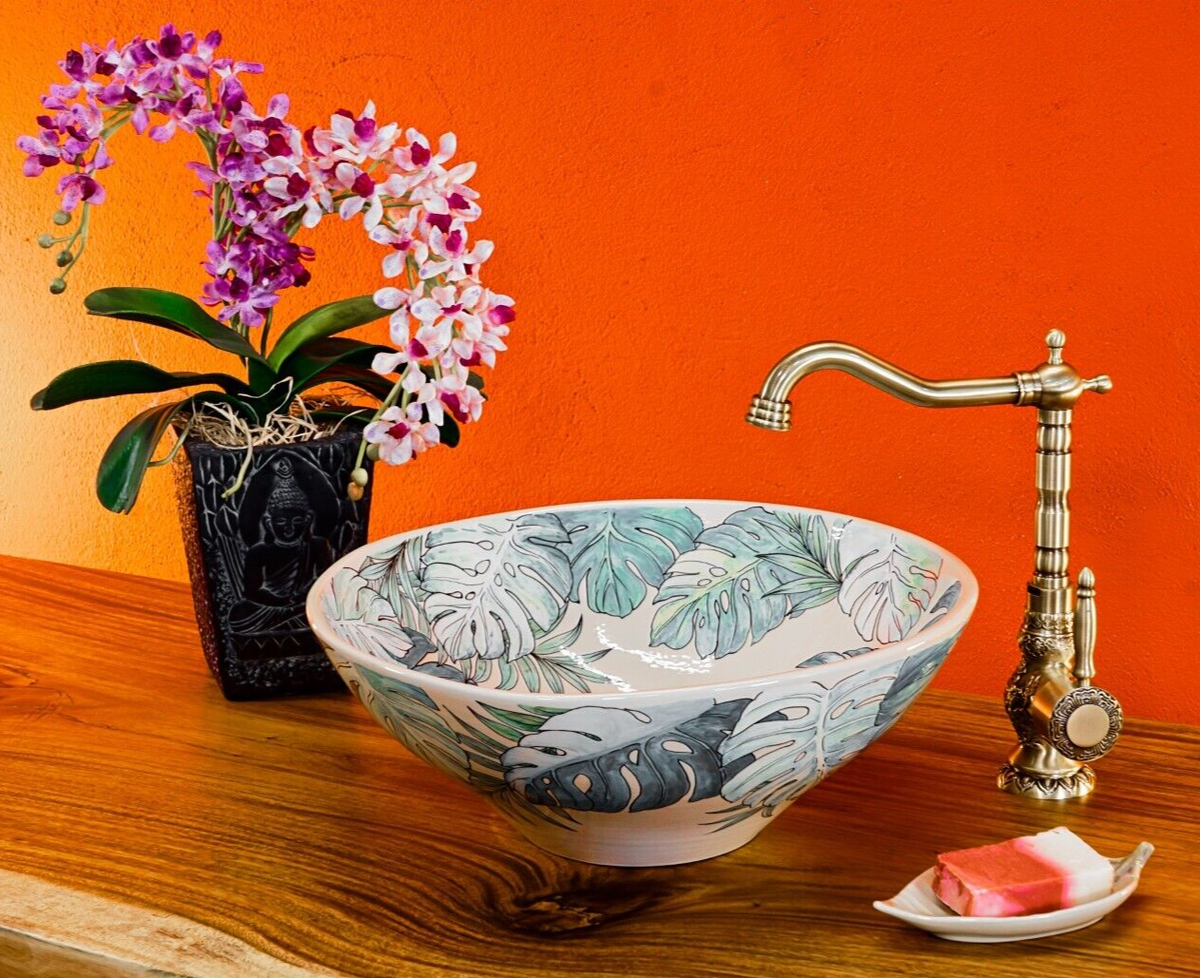 Kinaree Teakholz Waschbecken Rund 30cm - Handgefertigtes Unikat Aus Indonesien