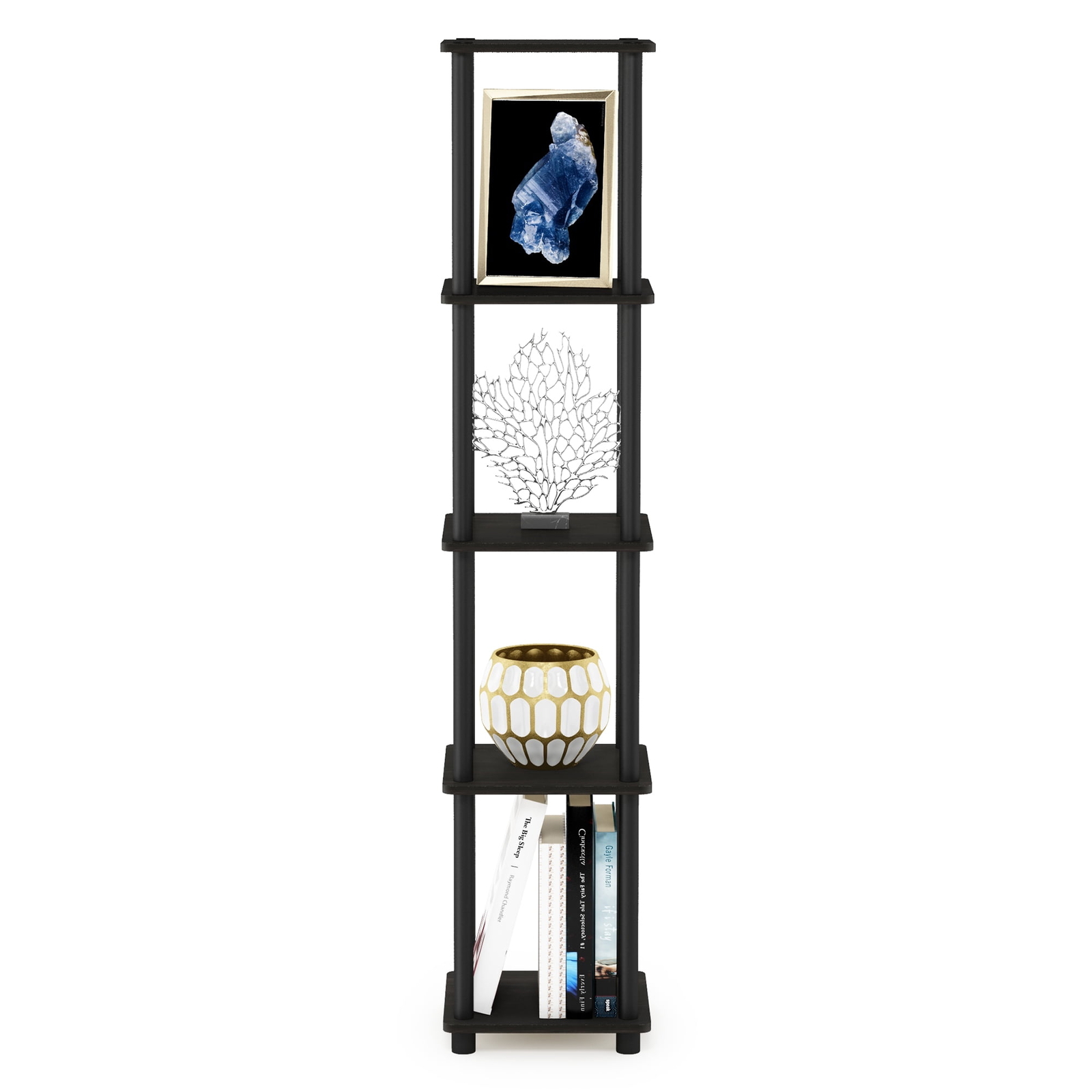 Compact 5-Shelf Black Freestanding Unit 11.6W x 11.6D x 57.7H