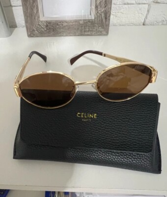 Celine Tan Sunglasses TriompheGold Accent Celine Triomphe Metal Sunglasses | Neiman Marcus main image 2