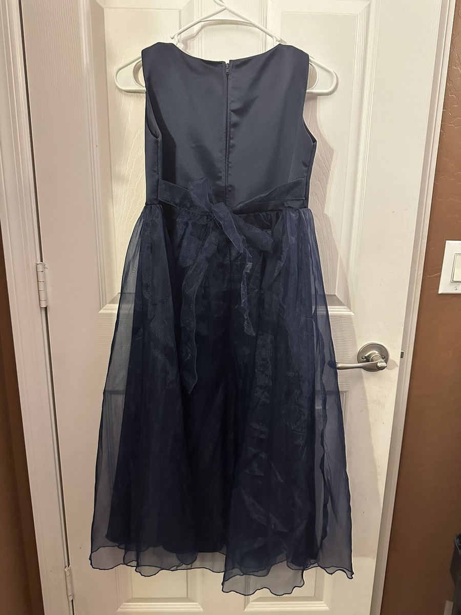 navy blue dress for teenage girl Wedtrend Women Navy Junior Bridesmaid Dress With Short Sleeves Rhinestones  Round Neck A Line Ruched Wedding Guest Dress With Brooch – WEDTREND main image 1