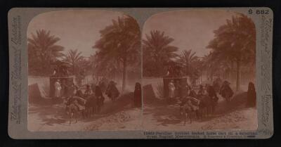 Peculiar doubled decked horse cars on a suburban street, Bagdad, - Old Photo