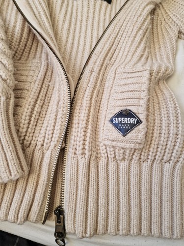 Y2k beige knitted jumper turtleneck size M with fleece lining two way zip knit - Picture 6 of 12