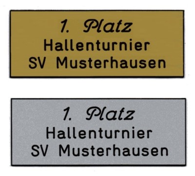 Schild (Gr.S=1,8x4,8 cm) für Pokal,Briefkasten,Tür inkl.3 Zeilen Gravur 2,50 EUR