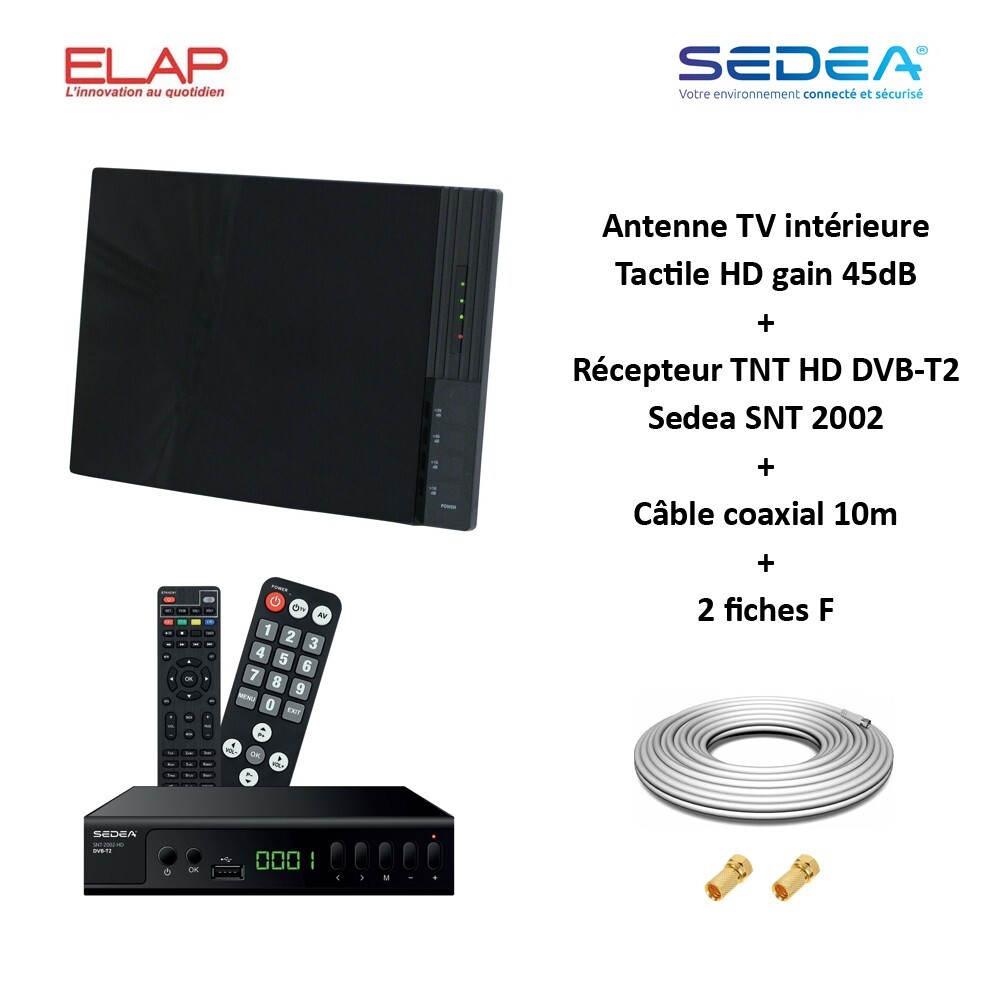 Antenne TV TNT Intérieure Tactile HD ELAP Contre les Images Pixellisées