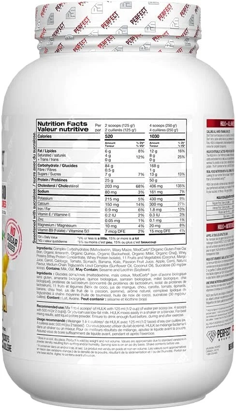 Perfect Sports HULK Clean Mass Gainer Sabor Plátano Frutas Verduras 3 lb NUEVO Foto 2 de 2