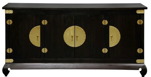 HIROKO SOLID MAHOGANY CHINESE STYLE BUFFET/SIDEBOARD 4 DOORS CHOCOLATE - Picture 2 of 2