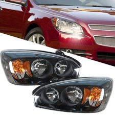 Par de faros de repuesto para carcasa izquierda derecha negra para Chevy Malibu 2004-2008
