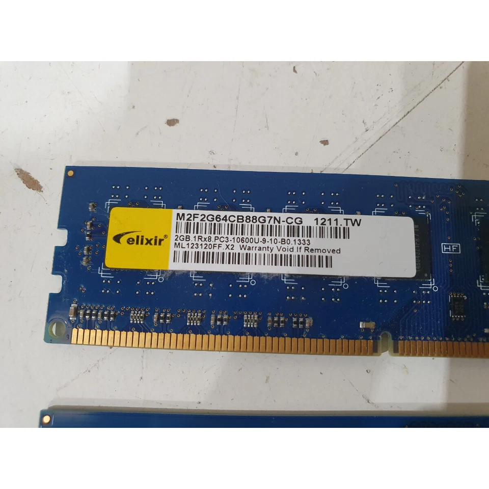 Lot of 2 Elixir M2F2G64CB88G7N-CG DDR3 RAM 4GB (2x2GB) Memory 240-Pin for PC - Image 2 of 4