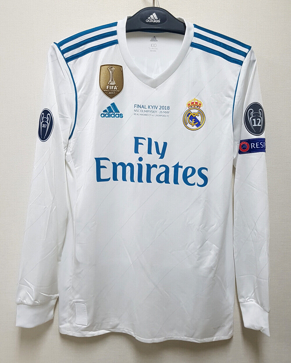 Verslaving rem Mathis 2017-18 Real MADRID Home L/S No.7 RONALDO UCL 2018 UEFA Champions League  FINAL | eBay