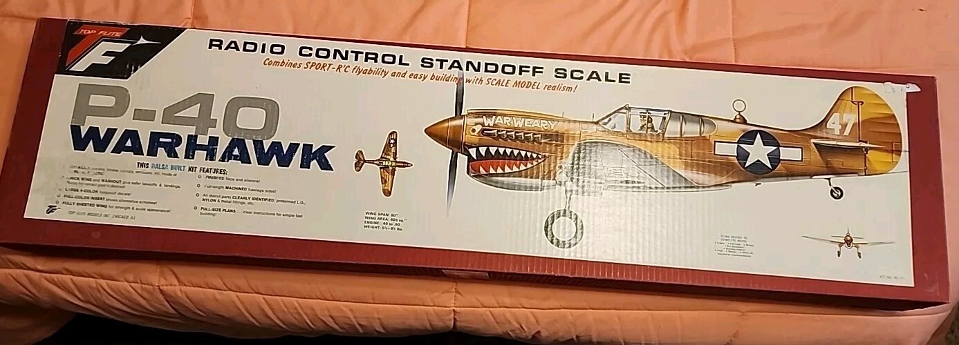 Top Flite WWII Curtiss P-40 Warhawk Airplane Kit 1:7 Scale Vintage P40E ...
