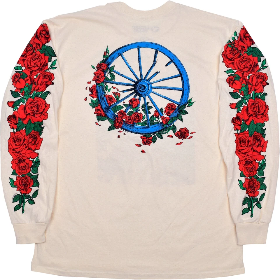 GRATEFUL DEAD-WOODCUT WHEEL-ROSES-BERTHA LONG SLEEVE-T-SHIRT M-L-XL-XXL  Garcia - image 2 of 3