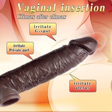 Condones de pene masculino MARRÓN extensión manga extensor vaina potenciador de circunferencia AU