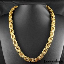 XXL BYZANTINER KÖNIGSKETTE 65CM / Φ14MM MASSIVE KETTE EDELSTAHL GOLD HALSKETTE