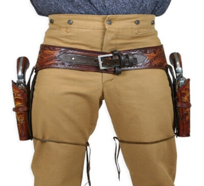 Double Western Leather Gun Holster Belt .22LR – Cowboy Dual