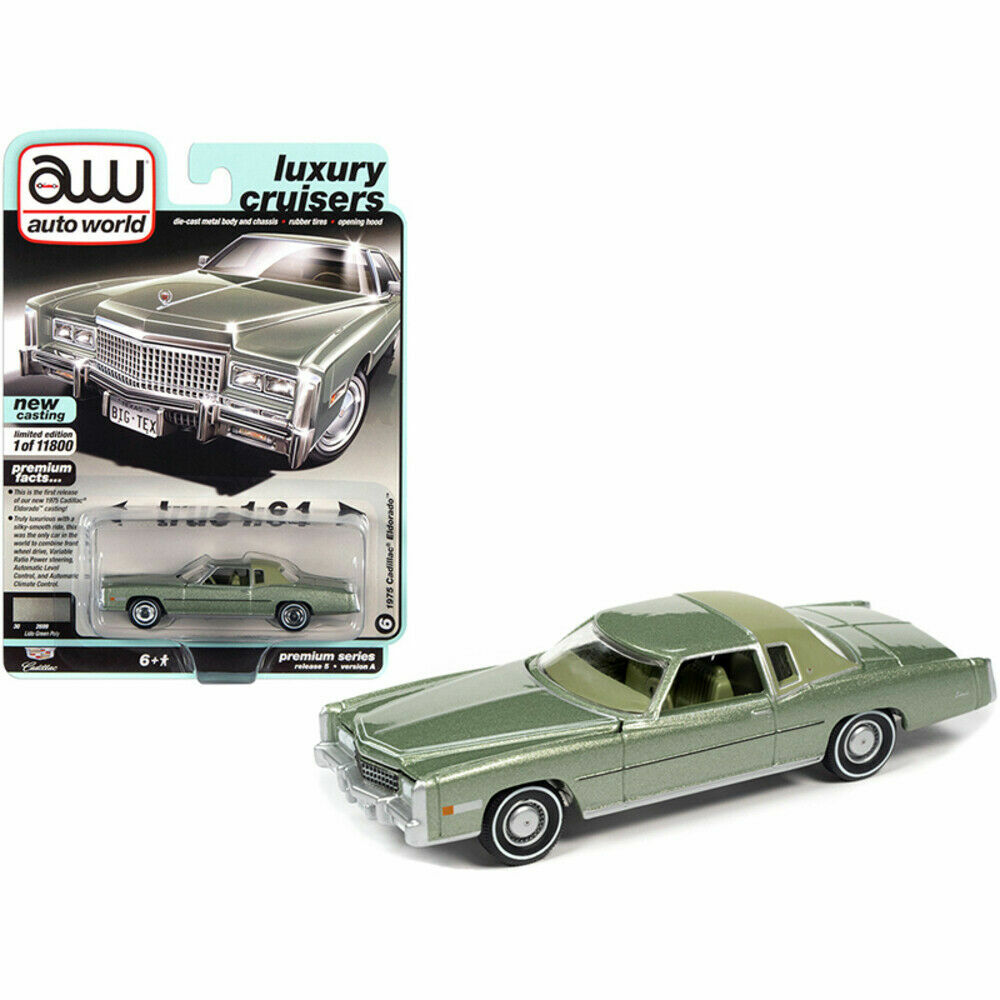 1975 CADILLAC ELDORADO LIDO GREEN 1/64 DIECAST MODEL AUTOWORLD 64282-AWSP058 A