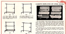 Frigid Fluid Company Caskets Displayed on Steel Racks  Advertsment