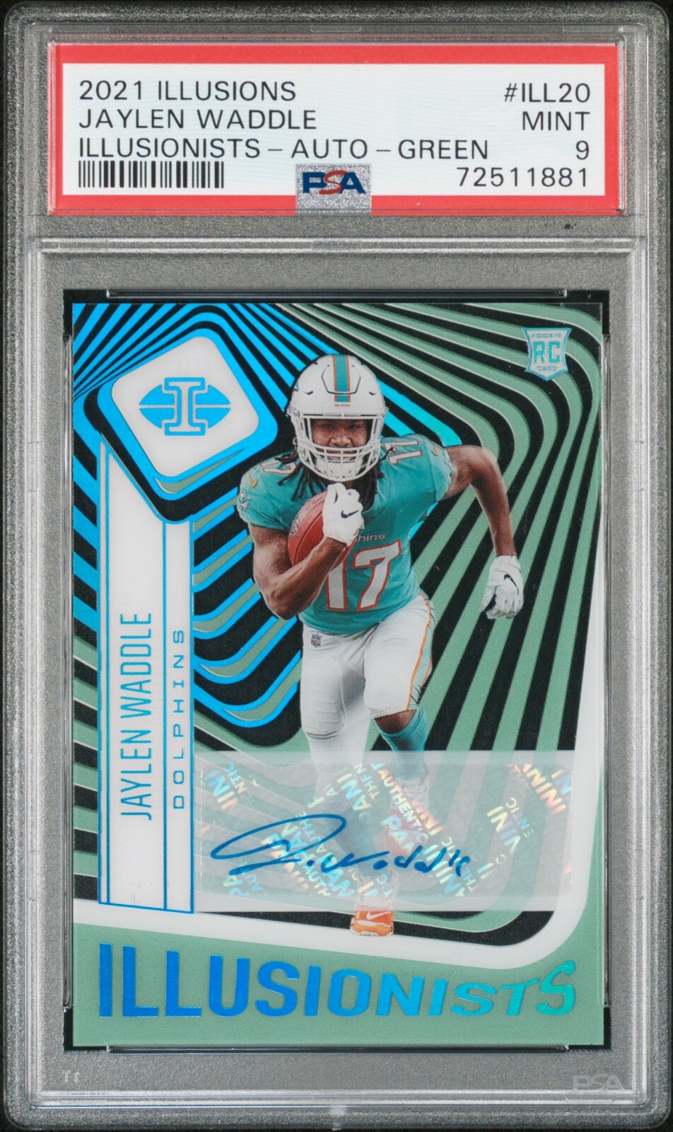 Jaylen Waddle Panini Illusions Illusionists #ILL20 Autograph-Green