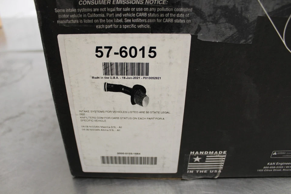 Sistema de entrada de ar K&N para 2004-2008 Nissan Maxima 3.5L 04-06 Nissan Altima - Imagem 3 de 3
