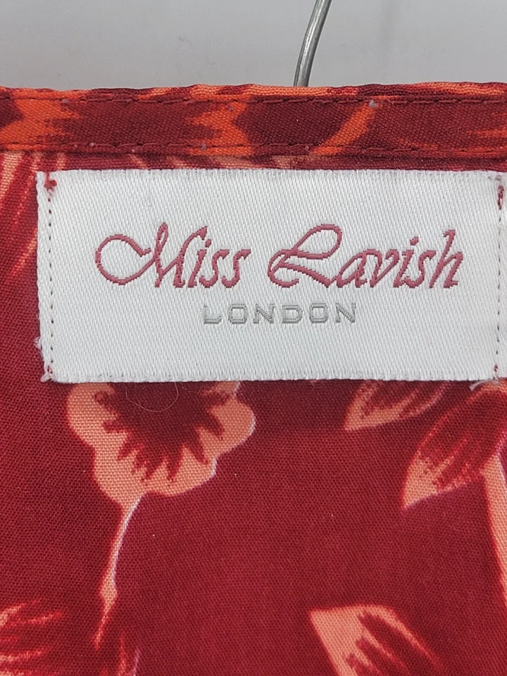 Miss Lavish Kaftan Lounge Robe Gown House Dress Womens 14-16 Red Artsy Print - Image 4 of 4