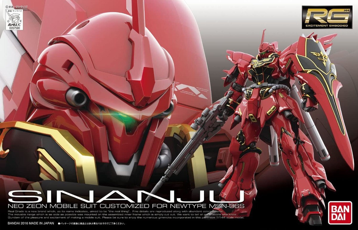 Bandai Hobby RG MSN-06S Sinanju Gundam UC Action Figure (1/144