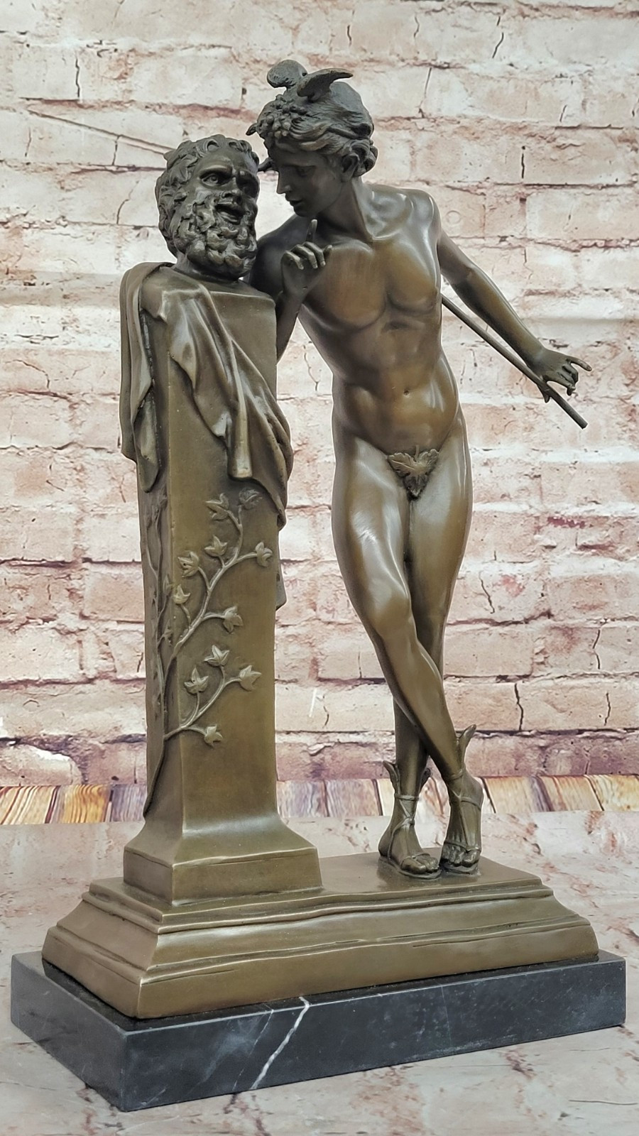 French Bronze Mercury Sculpture Handmade Classical Artwork by Moulin Hot Cast