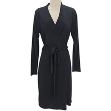 The Limited Womans Size M Little Black True Wrap Midi Classic Long Sleeve Dress