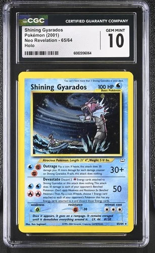 CGC 10 GEM MINT Shining Gyarados Neo Revelation 65/64 Holo SWIRL Pokemon Card