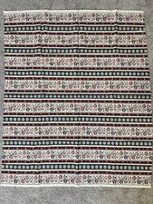 Striped Floral Pattern Fabric Red Green Blue 37.5 X 44