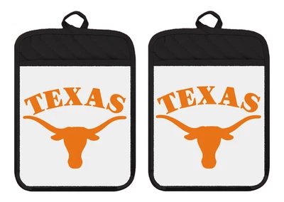 LIBERTY FLAGS AND GIFTS Texas Longhorns UT Pot Holders Oven Mitts Hot Pad Linen Towel Kitchen DZ307DPH