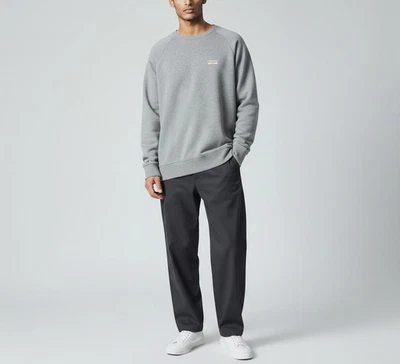 Sweat-Shirt NUDIE Samuel Logo Pour Homme Petit Gris En Pur Coton - Photo 1/4