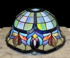 Vintage Tiffany Style 13” Stained Glass Torchiere Or hanging Lamp Shade EUC