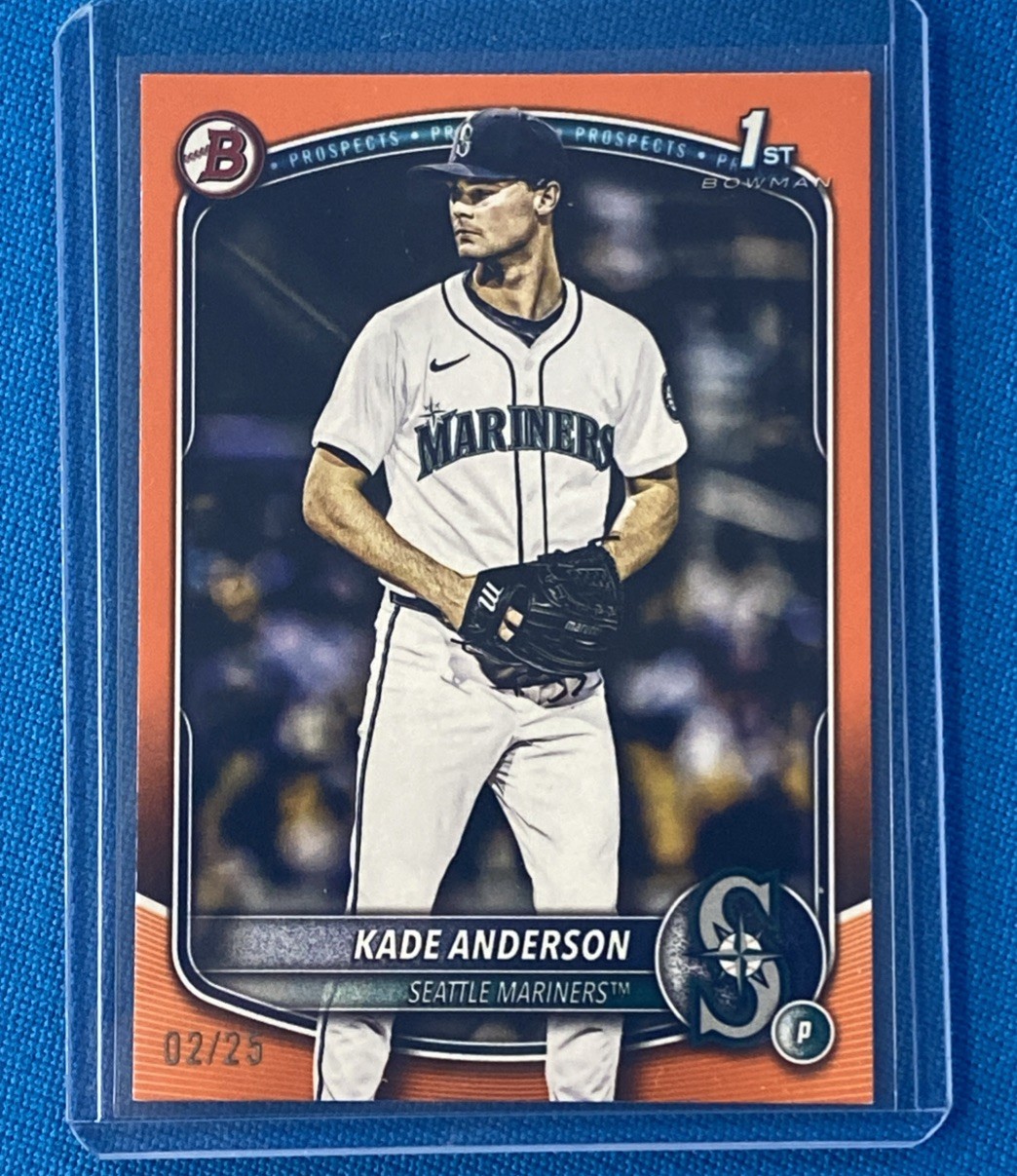 2025  Bowman Draft Kade Anderson #ED 02/25 Orange Paper Mariners 1st Prospect