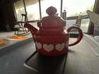 Waechtersbach Red White Hearts Creamer Pitcher, Tea Pot, Mug, Tea Cup Germany  — photo 9