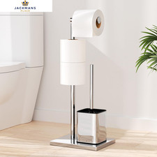 Toilettenpapierhalter aus Edelstahl mit Bürste - Free Standard, silber