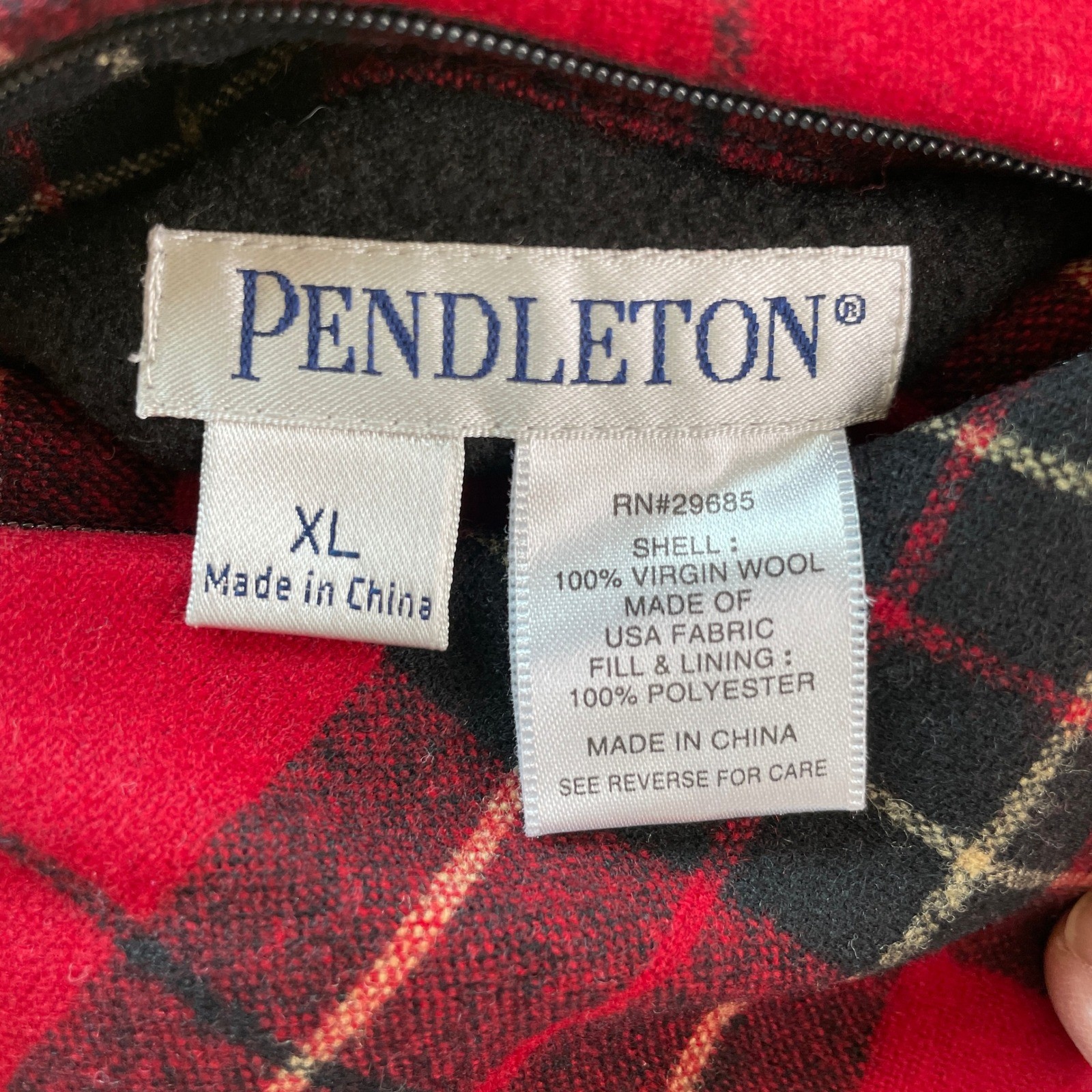 Pendleton Virgin Wool Plaid Vest Full Zip Sleevel… - image 4