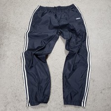 Adidas VTG Y2K Windbreaker Track Pants Mens XL Black White 3 Stripe Nylon Casual