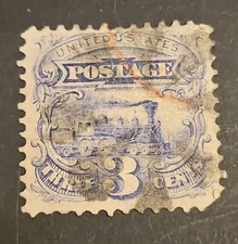 US ( SC.# 114) 3C LOCOMOTIVE OF 1869 STAMP - USED 