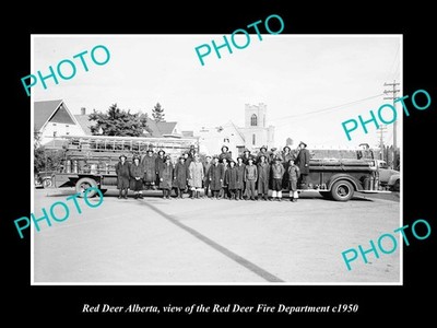 Red Deer Alberta The Fire Department Crew c1950 4 Old Large Historic Photo
