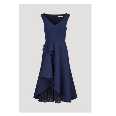 kay unger begonia ruffled a-line midi-dress Navy Midi Dress - Size 4 (New) Navy begonia