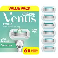 Gillette Venus Extra Smooth Sensitive Womens Razor Blade Refills, 6 Count