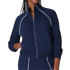 SPANX AirEssentials Pique Full Zip Track Jacket Navy Blue Size XS NWT Athleisure