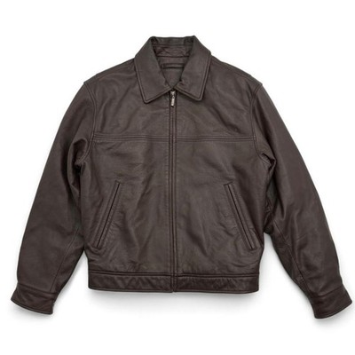 Brown lamb skin bomber jacket