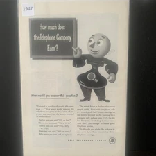 Vintage 1947 Bell Telephone System How Much Does The Company Earn Advertisement