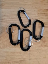 3"Aluminum Carabiner D-Ring Keychain Locking Spring Belt Clip Snap Hook BLK 4pcs